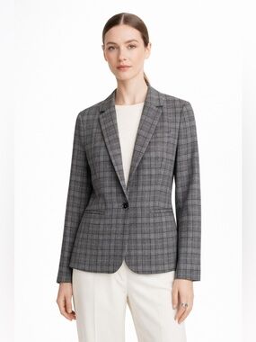 Banana Republic Wool Blend Glen Plaid Blazer Jacket 2 Tailored Classic Check